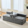 Modulares Sofa aus Chenille mit Seitentaschen, 198 x 79 x 60 cm, Dunkelgrau Bild 3