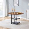 Runder Esstisch mit 107 cm Durchmesser und doppelter Ablage in Nussbaum-Optik, MDF-Platte + Metallgestell, geeignet für 2–4 Personen, perfekt für europäische Familienessen, Bild 2