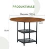 Runder Esstisch mit 107 cm Durchmesser und doppelter Ablage in Nussbaum-Optik, MDF-Platte + Metallgestell, geeignet für 2–4 Personen, perfekt für europäische Familienessen, Bild 4