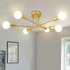 Nettlife Deckenleuchte 6 Flammig Gold E27 Metall Industrie-Deckenleuchte Vintage, LED wechselbar, für Schlafzimmer, Esszimmer, Wohnzimmer, Waschküche, Küche, Flur Bild 2
