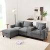 Merax L-Form Ecksofa, Umwandelbares Sofa mit Konsole, 2 Becherhaltern, USB Ladeanschlüssen, Armlehnen Aufbewahrungstasche und Kissen, Cord Stoff, Komfort Sofa, Grau Bild 3