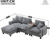 Merax L-Form Ecksofa, Umwandelbares Sofa mit Konsole, 2 Becherhaltern, USB Ladeanschlüssen, Armlehnen Aufbewahrungstasche und Kissen, Cord Stoff, Komfort Sofa, Grau Bild 4
