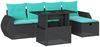 vidaXL 6-teiliges Gartensofa-Set mit Kissen, schwarzes Polyrattan 3275127 Bild 2