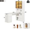 Flieks Eckschreibtisch mit LED-Vitrine & Regal 120×80×180 cm, Computertisch mit 3 Schubladen, 2 Türen, Haustierfach, Rechte Ecke, Weiß Bild 4