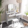 Vasagle Schminktisch, Frisiertisch mit Klappspiegel und 2 Schubladen, Kosmetiktisch mit 3 offenen Fächern, Frisierkommode, für Make-up, modern, weiß Bild 2