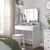 Vasagle Schminktisch, Frisiertisch mit Klappspiegel und 2 Schubladen, Kosmetiktisch mit 3 offenen Fächern, Frisierkommode, für Make-up, modern, weiß Bild 5