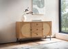 FINEBUY Sideboard FB103436 (140x80x40 cm Anrichte, Eiche-Dekor Rattangeflecht), Kommode Türen & Schubladen, Hoher Kommodenschrank Bild 2