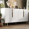 Flieks Sideboard mit 4 Türen Weiß/Schwarz (B152/T40/H75 cm, 1 St, Schrank für Wohnzimmer, Schlafzimmer und Esszimmer), Mehrzweckschrank Kommode mit verstellbare Fußpolstern Bild 3