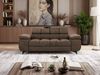 Sofa NIDELLA, 2-Sitzer, verstellbaren Kopfstütze, Wellenfeder, Polstersofa mit Armlehnen und schwarze Beine - Braun Velvet Bild 5