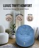 PATCH HOME 2 in 1 Sitzsack Sessel – Ø145 cm – Blaugrau, bequemer Sitzsack aus Luxus-Polyester-Gewebe, bereits befüllt Bild 5