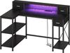 Schreibtisch, Computertisch, L-förmiger Gaming-Schreibtisch mit LED-Beleuchtung und 2 AC + USB Anschlüssen, 132 x 80 cm, Eckschreibtisch, für Home Office, Schlafzimmer, Schwarz Bild 2