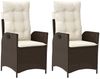 vidaXL Gartensessel mit Kissen 2 Stk. Verstellbar Braun Poly Rattan 365266 Bild 2