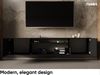 MEBLINI TV-Schrank 200cm Lang - Fernsehschrank - TV Lowboard Industrial - Unterschrank für Fernseher - TV-Unterschrank - TV-Schrank - Hängeschrank - LION - 200x41x40cm - Schwarz Matt Bild 4
