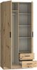 Forte JOAKIM Kleiderschrank 90, Skandi-Stil Schrank, 2-türig, 2 Schubladen, Einlegeböden, Kleiderstange, Holzwerkstoff, Artisan Eiche Holzdekor, 90,8 cm breit x 197 cm hoch x 54 cm tief Bild 5