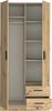 Forte JOAKIM Kleiderschrank 90, Skandi-Stil Schrank, 2-türig, 2 Schubladen, Einlegeböden, Kleiderstange, Holzwerkstoff, Artisan Eiche Holzdekor, 90,8 cm breit x 197 cm hoch x 54 cm tief Bild 4