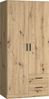 Forte JOAKIM Kleiderschrank 90, Skandi-Stil Schrank, 2-türig, 2 Schubladen, Einlegeböden, Kleiderstange, Holzwerkstoff, Artisan Eiche Holzdekor, 90,8 cm breit x 197 cm hoch x 54 cm tief Bild 3