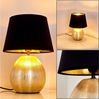 hofstein Tischleuchte schwarze Stoff Wohn Schlaf Zimmer Leuchten Keramik gold Nacht Tisch Bild 2
