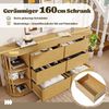 Novelux Sideboard 160x40 cm mit 6 Schubladen & offenen Regalen – MDF & Bambus Eiche, Römisches Design mit Säulen, Höhenverstellbare Füße, 50kg Tragkraft Bild 3