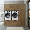 Roomart Waschmaschinenschrank Doppelschrank – SERIE 2 – 194 cm breit, Überbauschrank für Waschküche & Hauswirtschaftsraum – 205 cm hoch – mit Ausziehbrett & Schubladen – • Eiche Bild 3