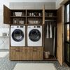 Roomart Waschmaschinenschrank Doppelschrank – SERIE 2 – 194 cm breit, Überbauschrank für Waschküche & Hauswirtschaftsraum – 205 cm hoch – mit Ausziehbrett & Schubladen – • Eiche Bild 4