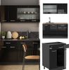 Singleküche R-Line Schwarz Hochglanz/Anthrazit 140 cm ohne Arbeitsplatte Vicco Bild 2