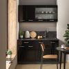 Singleküche R-Line Schwarz Hochglanz/Anthrazit 140 cm ohne Arbeitsplatte Vicco Bild 4