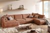 KAWOLA Sofa MADELINE Wohnlandschaft U-Form Cord rost Longchair links 86 x 224 x 425 cm Bild 2