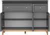 AX LIVING Kommode Nymphen Dunkelgrau 2 Schubladen 3 Türen MDF Eiche Beine Bild 2