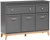AX LIVING Kommode Nymphen Dunkelgrau 2 Schubladen 3 Türen MDF Eiche Beine Bild 3
