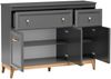 AX LIVING Kommode Nymphen Dunkelgrau 2 Schubladen 3 Türen MDF Eiche Beine Bild 4