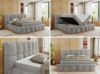 Boxspringbett mit dekorativem Kopfteil, Doppelbett mit zwei 7 Härtezonen Multipocket-Matratzen, Bettkästen, Polsterbett - NIRA - 160 x 200 cm - Hellgrau Stoff - H4 Bild 2