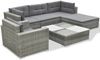 6-tlg. Garten-Lounge-Set mit Auflagen Poly Rattan Grau Bild 2
