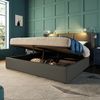 Polsterbett 160x200 cm, PU mit Stauraum, Leselicht & USB-Anschluss, Grau, mit Matratze Bild 2