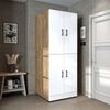 Roomart Waschmaschinenschrank DORA-I- Waschmaschinen- & Trocknerschrank mit Türen & Ausziehbrett – Waschküchenschrank für Waschmaschine & Trockner • Weiß-Eiche Bild 2