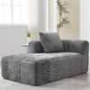 Schlafsofa 158x90x60 cm in Grau aus Chenille mit Chaise-Lounge, Seitentaschen und Kissen Bild 4