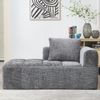 Schlafsofa 158x90x60 cm in Grau aus Chenille mit Chaise-Lounge, Seitentaschen und Kissen Bild 3