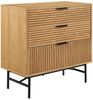 Kommode 80 x 40 cm MDF Eichenholzfurnier geriffelt mit 3 Schubladen Bild 2