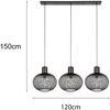 Pendelleuchte GILA 3-flammig mit Gitter Lampenschirmen Schwarz, Breite 120cm Bild 4