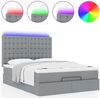 vidaXL Ottoman-Bett mit Matratze & LEDs Hellgrau 140x190 cm Stoff 3314169 Bild 5