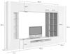 Dmora Ausgestattete Wand Andy, TV-Ständer-Wohnzimmerset, Mehrzweck-Wohnzimmermöbel mit LED-Licht, 100 % Made in Italy, 290 x 40 x 192 cm, glänzendes Weiß und Schiefer, Bild 3