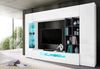Dmora Ausgestattete Wand Andy, TV-Ständer-Wohnzimmerset, Mehrzweck-Wohnzimmermöbel mit LED-Licht, 100 % Made in Italy, 290 x 40 x 192 cm, glänzendes Weiß und Schiefer, Bild 2