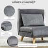 HOMCOM 3 in 1 Schlafsessel, Schlafsofa mit Bettfunktion, Lendenkissen, klappbarer Relaxsessel mit Verstellbarer Rückenlehne Liegestuhl in Samtoptik, für Wohnzimmer, Grau Bild 3