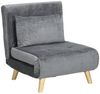 HOMCOM 3 in 1 Schlafsessel, Schlafsofa mit Bettfunktion, Lendenkissen, klappbarer Relaxsessel mit Verstellbarer Rückenlehne Liegestuhl in Samtoptik, für Wohnzimmer, Grau Bild 5