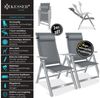KESSER® Gartenstuhl Hochlehner mit Armlehnen | Aluminium Klappstuhl inkl. Kopfkissen Campingstuhl 7-Fach Verstellbar Rückenlehne | Atmungsaktiv & Wetterfest | Klappbar & Anti-Rutsch Hellgrau, 2 Stück Bild 2