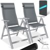 KESSER® Gartenstuhl Hochlehner mit Armlehnen | Aluminium Klappstuhl inkl. Kopfkissen Campingstuhl 7-Fach Verstellbar Rückenlehne | Atmungsaktiv & Wetterfest | Klappbar & Anti-Rutsch Hellgrau, 2 Stück Bild 1