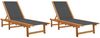 vidaXL Sonnenliegen 2 Stk. Schwarz Massivholz Akazie und Textilene 3279247 Bild 2