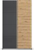 rauch Quadra, Kleiderschrank, Schiebetürenschrank, 2-türig, mit 2 Kleiderstangen und 4 Einlegeböden, Farbe Grau metallic/Eiche Artisan, BxHxT 136x229x62cm Bild 2
