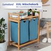 Lumaland Wäschekorb aus Bambus mit 2 ausziehbaren Wäschesäcken - Größe ca. 73 cm Höhe x 64 cm Breite x 33 cm Tiefe - Farbe Blau Bild 2