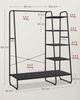 Vasagle Kleiderständer, Garderobenständer, 45 x 120 x 160 cm Garderobe, Kleiderstange, Schuhablage, offener Kleiderschrank, 6 Haken abnehmbar, Schlafzimmer Flur, ebenholzschwarz-mattschwarz Bild 5