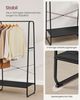 Vasagle Kleiderständer, Garderobenständer, 45 x 120 x 160 cm Garderobe, Kleiderstange, Schuhablage, offener Kleiderschrank, 6 Haken abnehmbar, Schlafzimmer Flur, ebenholzschwarz-mattschwarz Bild 3